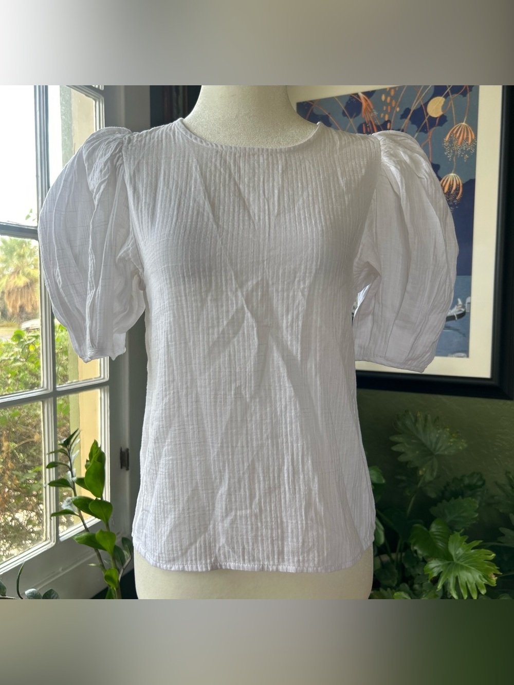 NWT J. Crew White Puff-Sleeve Blouse